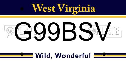 G99BSV West Virginia License Plate