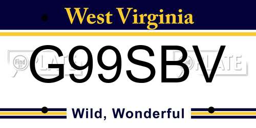 G99SBV West Virginia License Plate