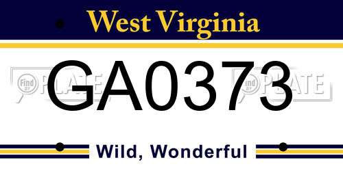 GA0373 West Virginia License Plate
