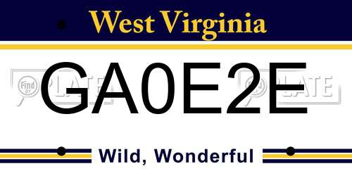 GA0E2E West Virginia License Plate