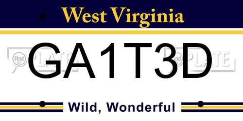 GA1T3D West Virginia License Plate