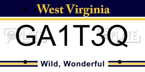 GA1T3Q West Virginia License Plate