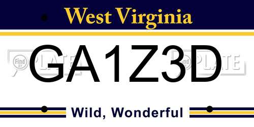 GA1Z3D West Virginia License Plate