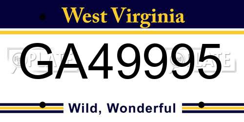 GA49995 West Virginia License Plate