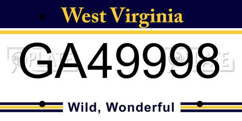 GA49998 West Virginia License Plate