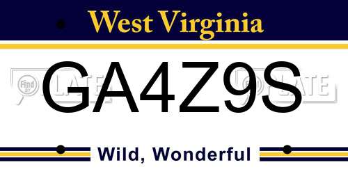 GA4Z9S West Virginia License Plate