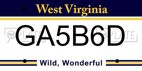 GA5B6D West Virginia License Plate
