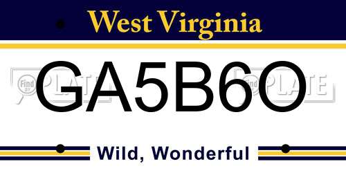 GA5B6O West Virginia License Plate
