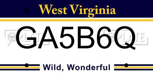GA5B6Q West Virginia License Plate