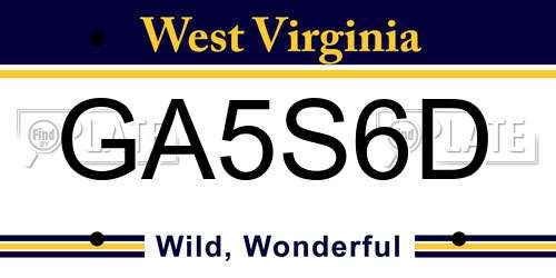 GA5S6D West Virginia License Plate