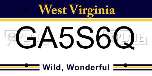 GA5S6Q West Virginia License Plate