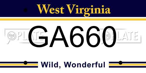 GA660 West Virginia License Plate