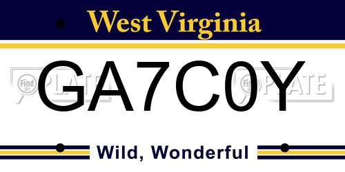 GA7C0Y West Virginia License Plate
