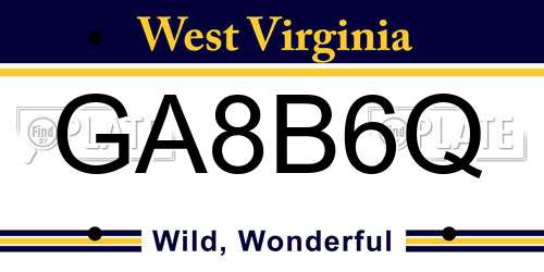 GA8B6Q West Virginia License Plate