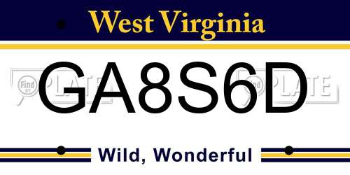 GA8S6D West Virginia License Plate