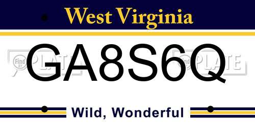 GA8S6Q West Virginia License Plate