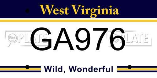 GA976 West Virginia License Plate