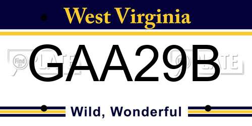 GAA29B West Virginia License Plate