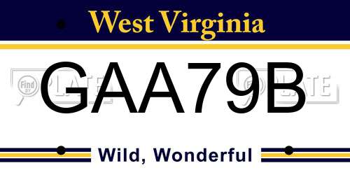 GAA79B West Virginia License Plate