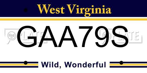 GAA79S West Virginia License Plate