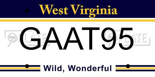 GAAT95 West Virginia License Plate