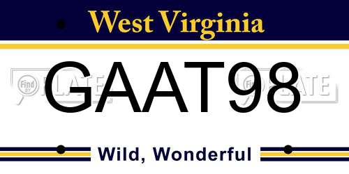 GAAT98 West Virginia License Plate