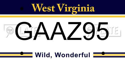 GAAZ95 West Virginia License Plate