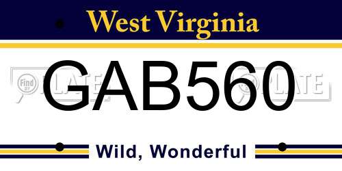 GAB560 West Virginia License Plate