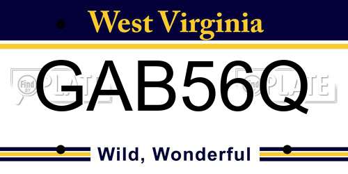 GAB56Q West Virginia License Plate