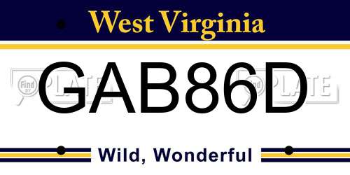 GAB86D West Virginia License Plate