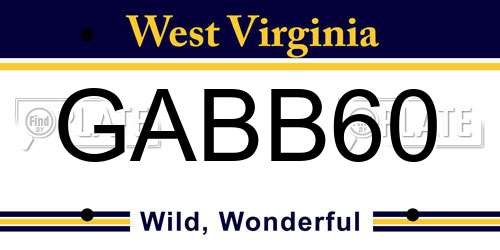 GABB60 West Virginia License Plate