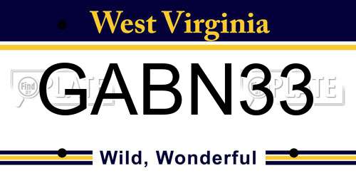GABN33 West Virginia License Plate