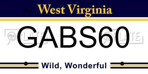 GABS60 West Virginia License Plate