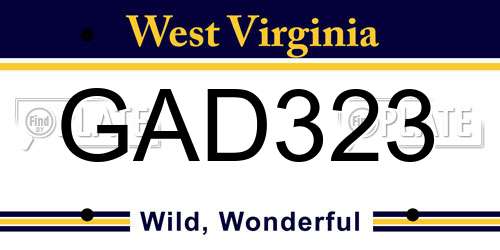 GAD323 West Virginia License Plate