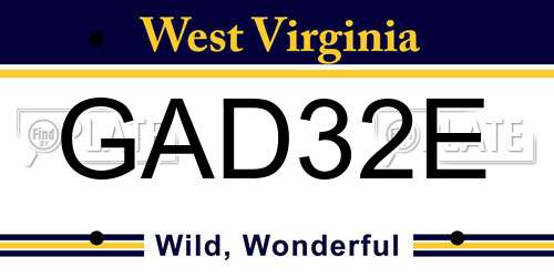 GAD32E West Virginia License Plate