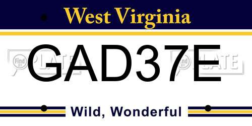GAD37E West Virginia License Plate