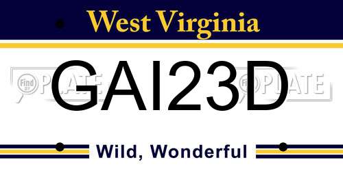 GAI23D West Virginia License Plate