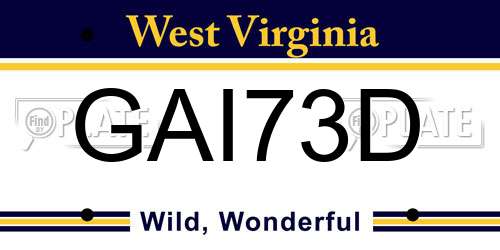 GAI73D West Virginia License Plate