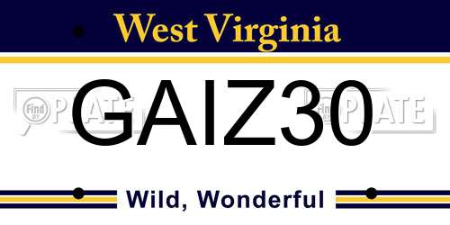 GAIZ30 West Virginia License Plate