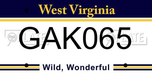 GAK065 West Virginia License Plate