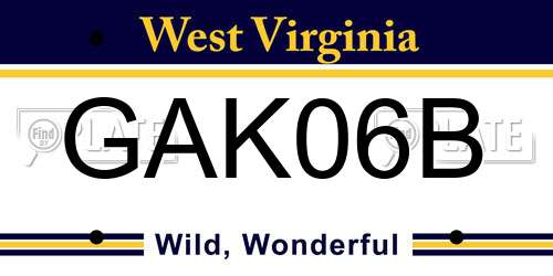 GAK06B West Virginia License Plate
