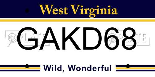 GAKD68 West Virginia License Plate