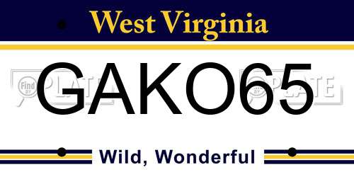 GAKO65 West Virginia License Plate