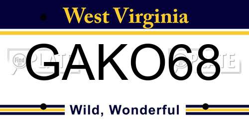 GAKO68 West Virginia License Plate