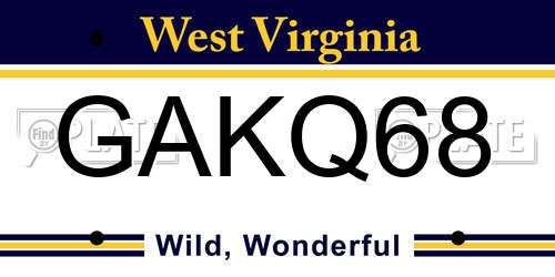 GAKQ68 West Virginia License Plate