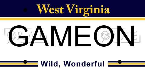 GAMEON West Virginia License Plate
