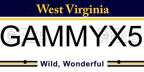 GAMMYX5 West Virginia License Plate