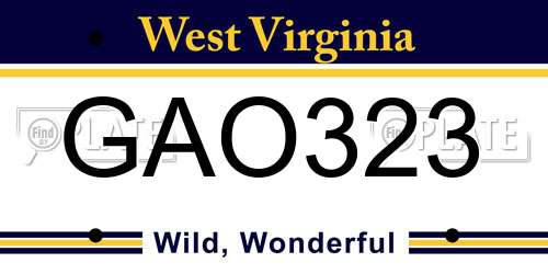 GAO323 West Virginia License Plate
