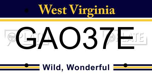 GAO37E West Virginia License Plate
