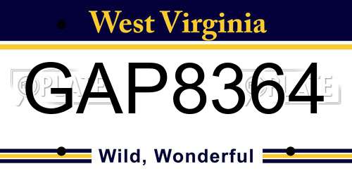 GAP8364 West Virginia License Plate